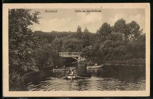 AK Krefeld, Partie aus dem Stadtwald