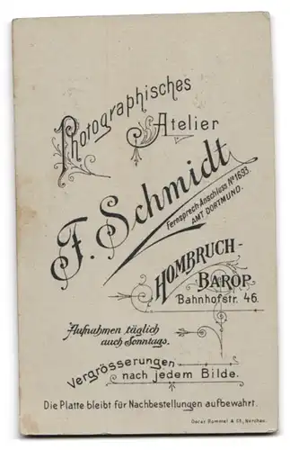 Fotografie F. Schmidt, Hombruch-Barop, Bahnhofst. 46, Eleganter Herr mit Schnauzbart