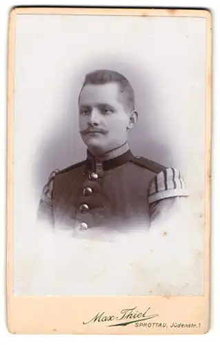 Fotografie Max Thiel, Sprottau, Uffz. in Musiker Uniform mit Schwalbennestern