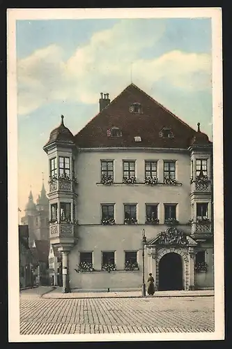 AK Bayreuth, Rathaus mit Strasse Brautgasse und Stadtkirche