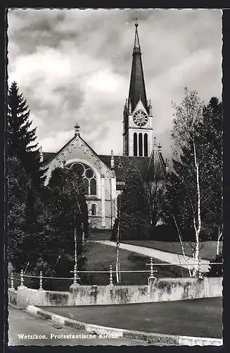 AK Wetzikon, Protestantische Kirche mit Park