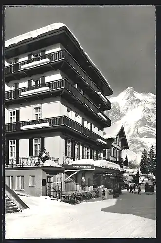 AK Grindelwald, Hotel Restaurant Hirschen im Winter