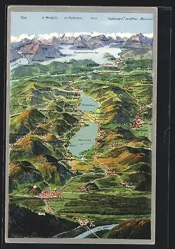 AK Luzern, Karte mit dem See- und Oberwynental