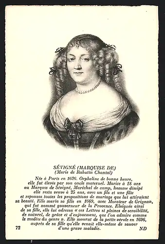 AK Marquise de Sévigné, Marie de Rabutin Chantal, 1626-1696