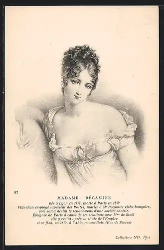 AK Portrait der Madame Récamier, 1777-1849