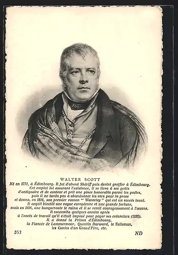 AK Portrait von Walter Scott, Geb. 1771