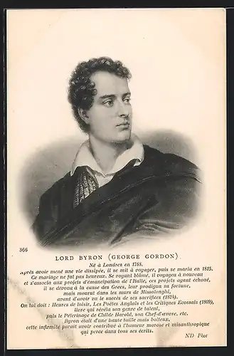 AK Portrait von Lord Byron George Gordon, Geb. 1788