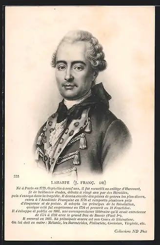 AK Portrait von J. Franc. de Laharre, 1739-1803