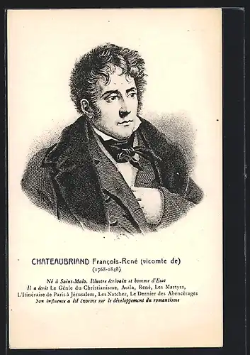 AK Portrait von Francois-René Chateaubriand, 1768-1848