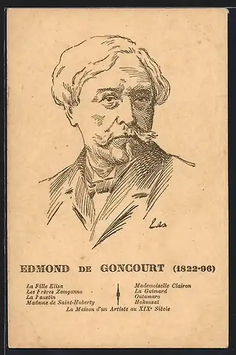 AK Portrait von Edmond de Goncourt, 1822-96