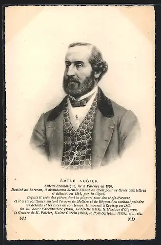 AK Portrait von Émile Augier, Schriftsteller, Geb. 1820