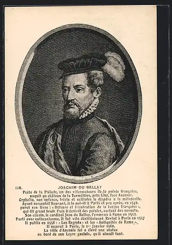 AK Portrait von Joachim du Bellai, Schriftsteller