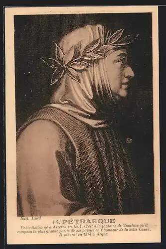 Maximum-AK Portrait des italienischen Dichters Petrarque