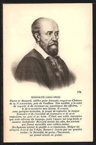 AK Portrait von Ronsard, Schriftsteller, 1524-1585