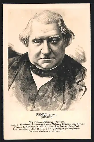 AK Philologe und Historiker Ernest Renan (1823-1892)