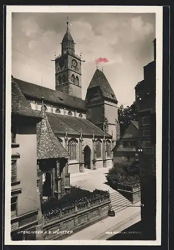 AK Überlingen a. b. Münster, Blick auf die Kirche