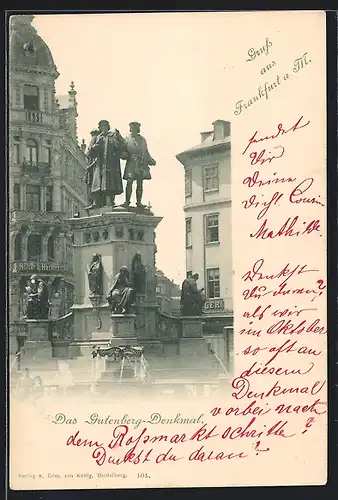 AK Frankfurt a. M., Das Gutenberg-Denkmal