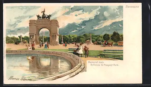 Lithographie New York, NY, Memorial Arch, Entrance to Prospect Park, Brooklyn