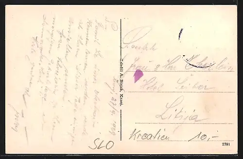 AK Kranj, Ortsansicht von Fabrikgelände aus, gegen die Berge