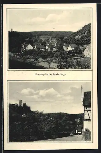 AK Tautenburg, Teilansicht, Ortspartie mit Turm