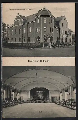 AK Billroda, Gemeinde-Gasthof H. Ballin, Innenansicht Saal