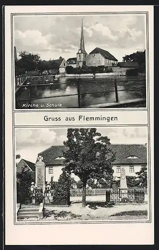 AK Flemmingen, Kirche und Schule, Kriegerdenkmäler