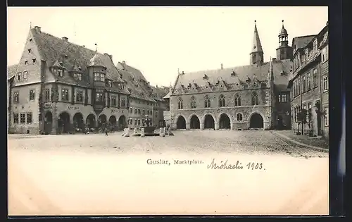 AK Goslar, Marktplatz mit Hotel Kaiser-Warth