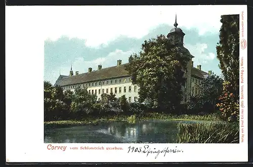 AK Corvey, Uferpartie am Schlossteich