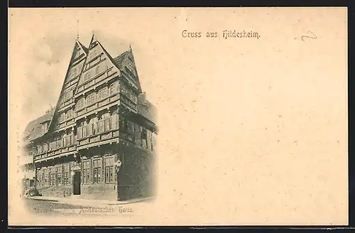AK Hildesheim, Blick auf ein Altdeutsches Haus