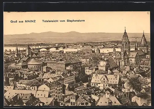 AK Mainz, Gesamtansicht vom Stephansturm