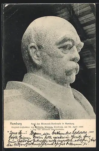 AK Hamburg-St.Pauli, Kopf des Bismarck-Denkmals
