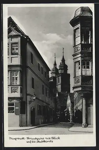 AK Bayreuth, Brautgasse mit Stadtkirche