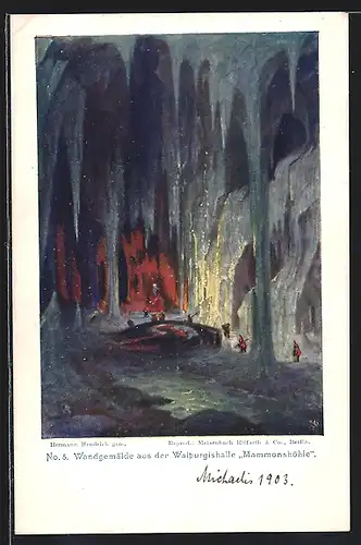 Künstler-AK Thale, Wandgemälde aus der Walpurgishalle, Mammonshöhle