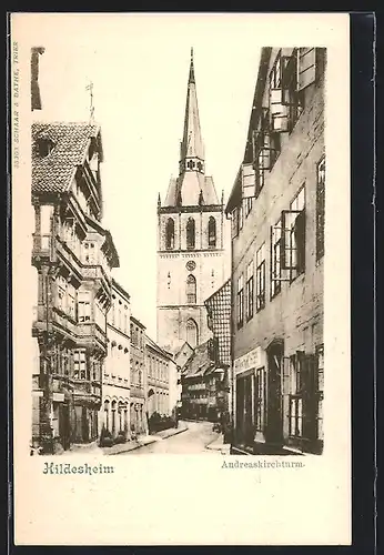 AK Hildesheim, Andreaskirchturm mit Strasse