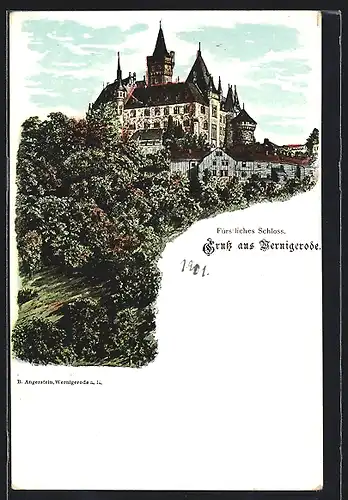 AK Wernigerode, Fürstliches Schloss mit Umgebung