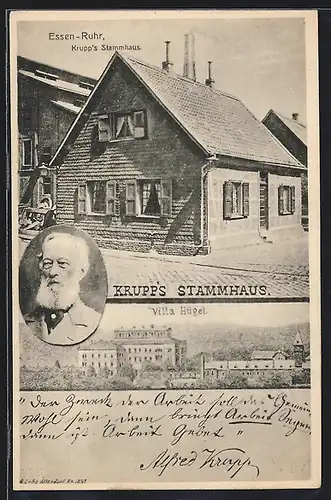 AK Essen /Ruhr, Krupp`s Stammhaus, Villa Hügel, Portrait