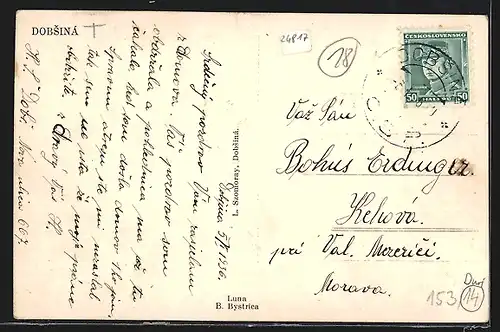 AK Dobsina, Totalansicht mit Umgebung aus der Vogelschau