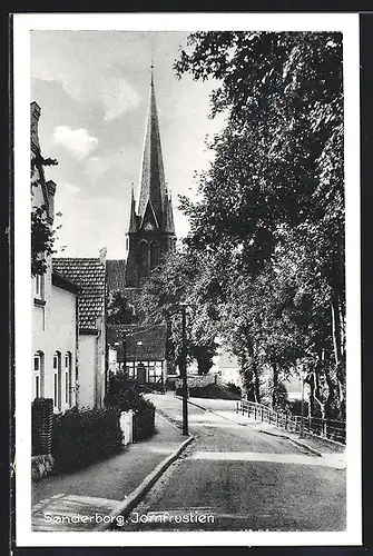 AK Sonderborg, Strassenansicht mit Kirche