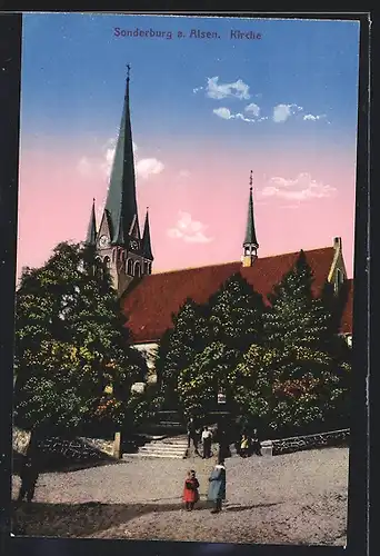 AK Sonderburg a. Alsen, Partie an der Kirche