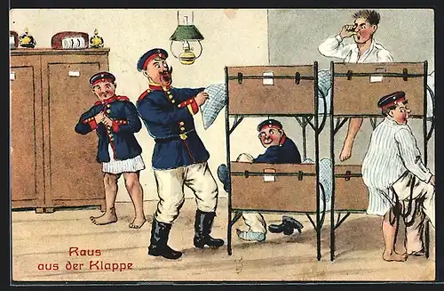 AK Soldaten morgens beim Wecken, 1. Weltkrieg