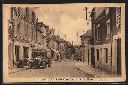 AK Groslay, Rue de Paris, Strassenpartie