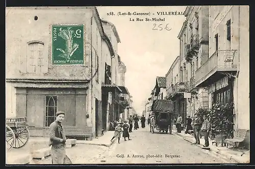 AK Villeréal, La Rue St-Michel, Strassenpartie