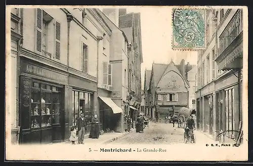 AK Montrichard, La Grande-Rue, Strassenpartie