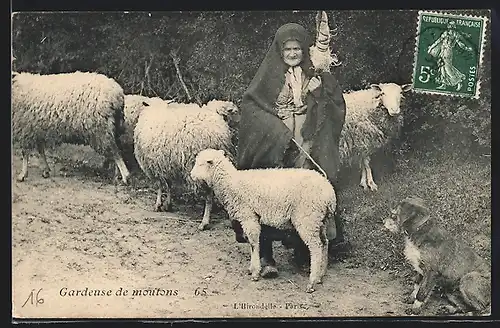 AK Aquitanien / Aquitaine, Gardeuse de moutons