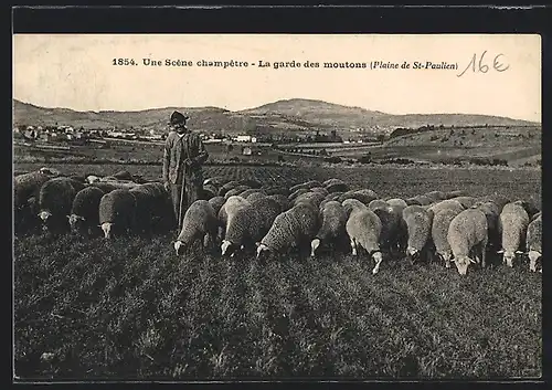 AK Aquitanien / Aquitaine, Une Scéne champetre, la garde des moutons