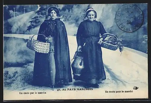 AK Aquitanien / Aquitaine, deux femmes en route pour le marché