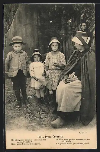 AK Aquitanien / Aquitaine, Types Creusois, Eh bien mes enfants...