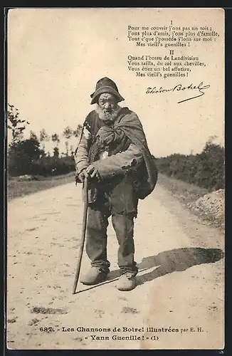 AK Alter Bettler auf einer Landstrasse