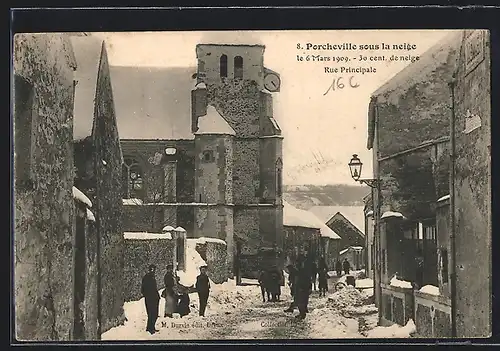 AK Porcheville-sous-la-Neige, Rue Principale