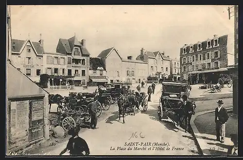 AK Saint-Pair, La Place du Marche et l'Hotel de France